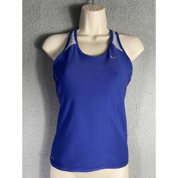 Nike Dri-FIT Racerback Tank Top Medium Blue‎ Mesh Performance Sports Shirt - Picture 3 of 11